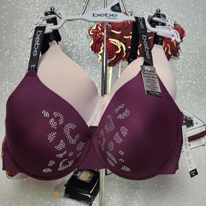Bebe 2 pack rhinestones gently lift bra NWT